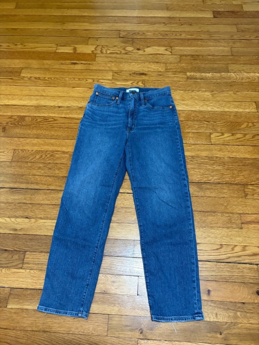 Madewell Women's Classic Straight Jeans Size 27 27x26 Blue Stretch Cotton Denim